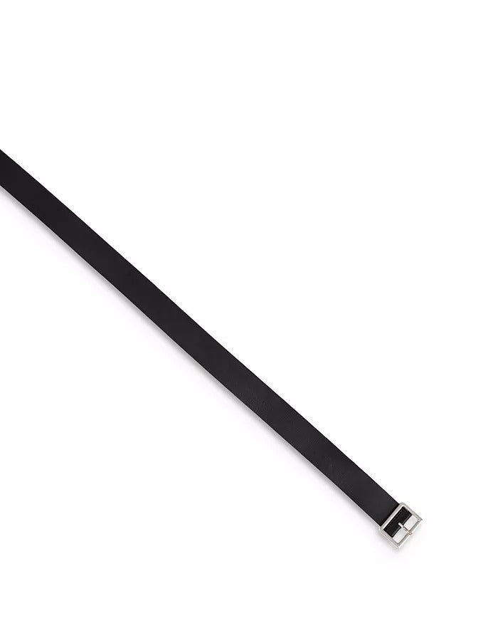 Sandro Mens Square Leather Belt Size 2 / Medium Black Made in Italy
