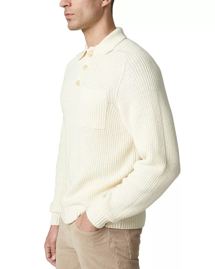 Joe'S Jeans Mens Regular fit Long Sleeve Polo Sweater Large Collared White Solid