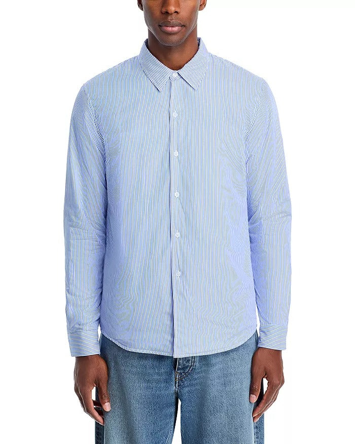 Orlebar Brown Mens Giles Cotton Button Down Shirt Large Blue Striped Italy