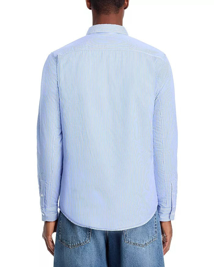 Orlebar Brown Mens Giles Cotton Button Down Shirt Large Blue Striped Italy