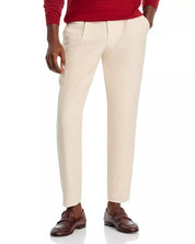 HUGO BOSS Cotton & Cashmere Regular Fit Pleated Pants 36 / 32 Beige Cream