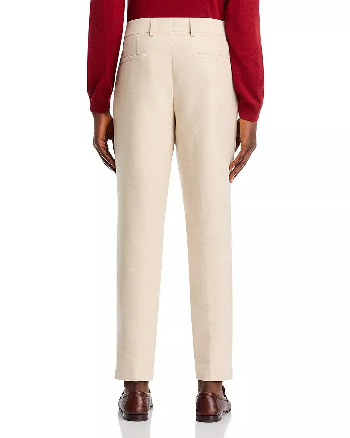 HUGO BOSS Cotton & Cashmere Regular Fit Pleated Pants 34 / 32 Beige Cream