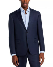 Canali Mens Siena Sharkskin Classic Fit Suit EU 50 US 40 R / 34 Waist Navy Blue