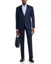 Canali Mens Siena Sharkskin Classic Fit Suit 42S / 36W Navy Blue