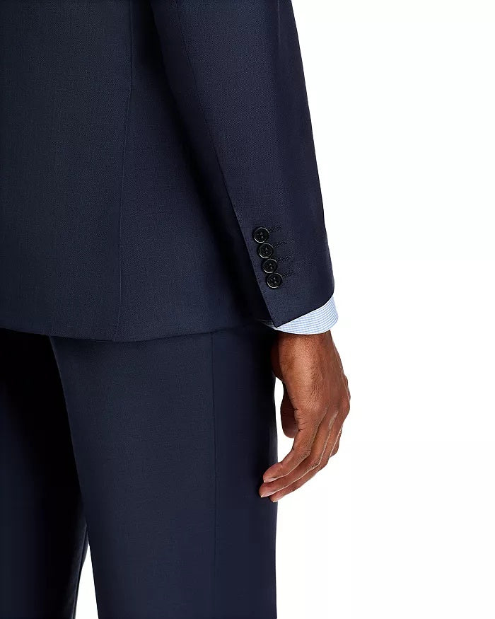 Canali Mens Siena Sharkskin Classic Fit Suit 42S / 36W Navy Blue