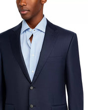 Canali Mens Siena Sharkskin Classic Fit Suit EU 50 US 40 R / 34 Waist Navy Blue