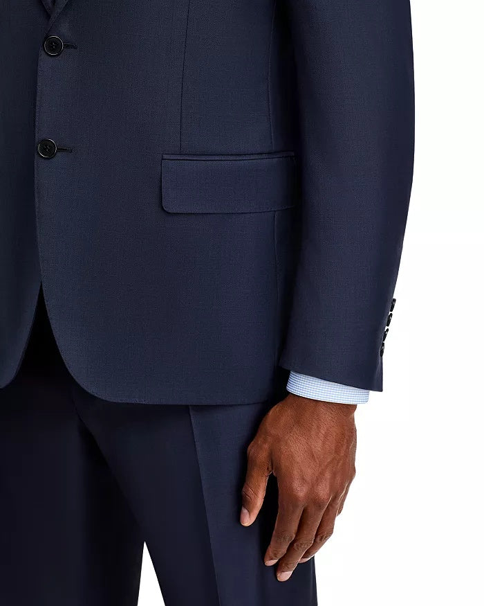 Canali Mens Siena Sharkskin Classic Fit Suit 42S / 36W Navy Blue