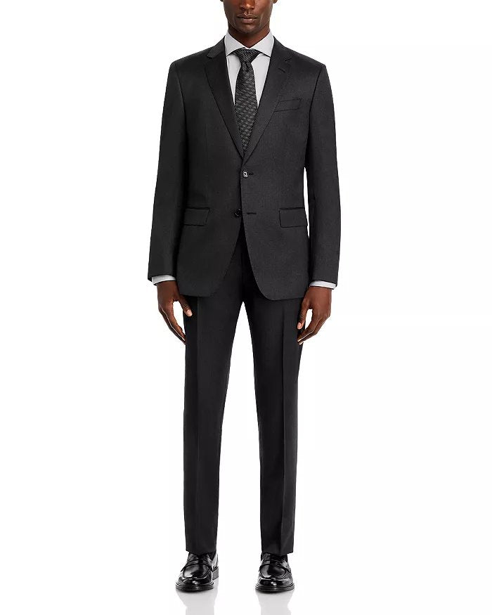 Hugo Boss Mens Slim fit Wool 2 Piece Suit 40 S Pants 34 / 32 Charcoal Gray Solid