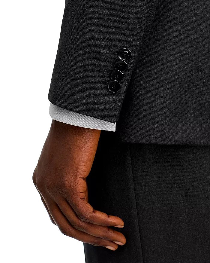 Hugo Boss Mens Slim fit Wool 2 Piece Suit 40 S Pants 34 / 32 Charcoal Gray Solid
