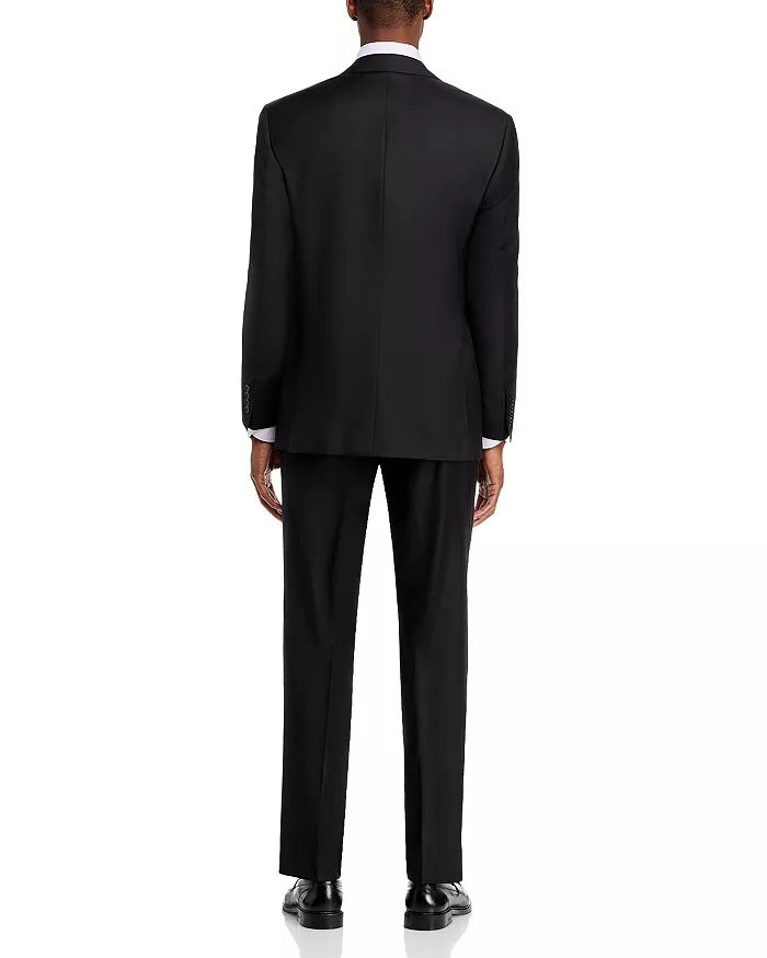 Canali Mens SIENA Classic fit 2 Piece Suit 44 R / 36 Waist Black Solid Stretch