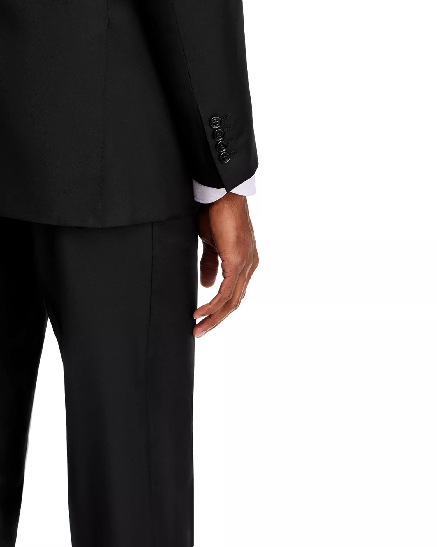 Canali Mens SIENA Classic fit 2 Piece Suit 44 R / 36 Waist Black Solid Stretch