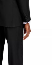Canali Mens SIENA Classic fit 2 Piece Suit 44 R / 36 Waist Black Solid Stretch