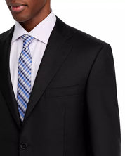 Canali Mens SIENA Classic fit 2 Piece Suit 44 R / 36 Waist Black Solid Stretch