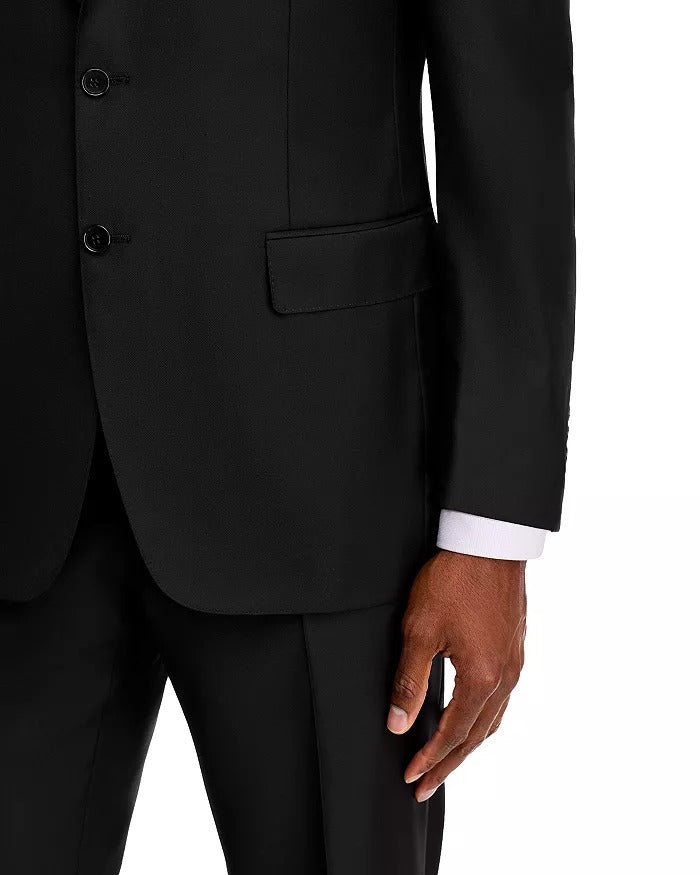 Canali Mens SIENA Classic fit 2 Piece Suit 44 R / 36 Waist Black Solid Stretch