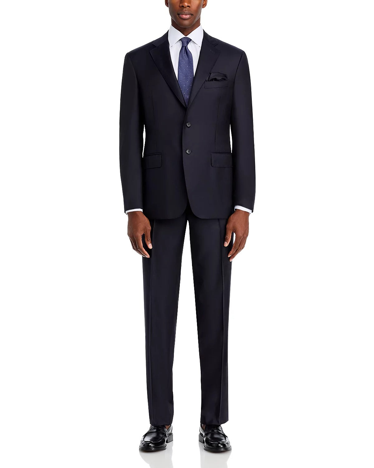 Canali Mens Regular fit 2 Piece Suit 46 R / 36 Waist Blue Solid