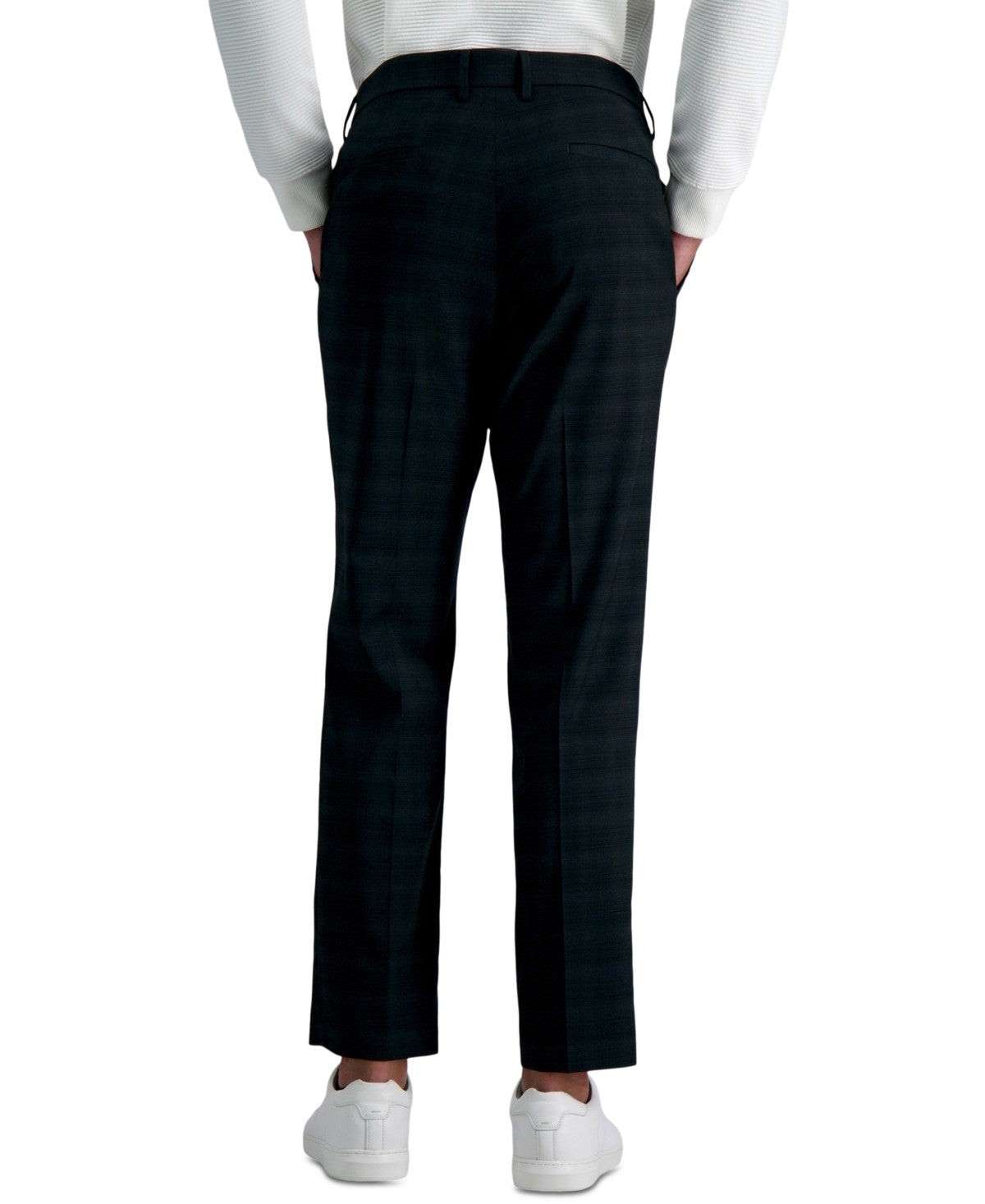 Kenneth Cole Mens Slim fit Dress Pants 30 / 30 Black Plaid Stretch