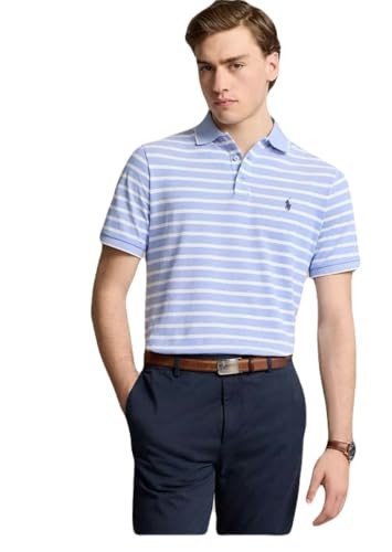 POLO RALPH LAUREN Men Classic fit Short Sleeve Polo Shirt XXL Blue Striped