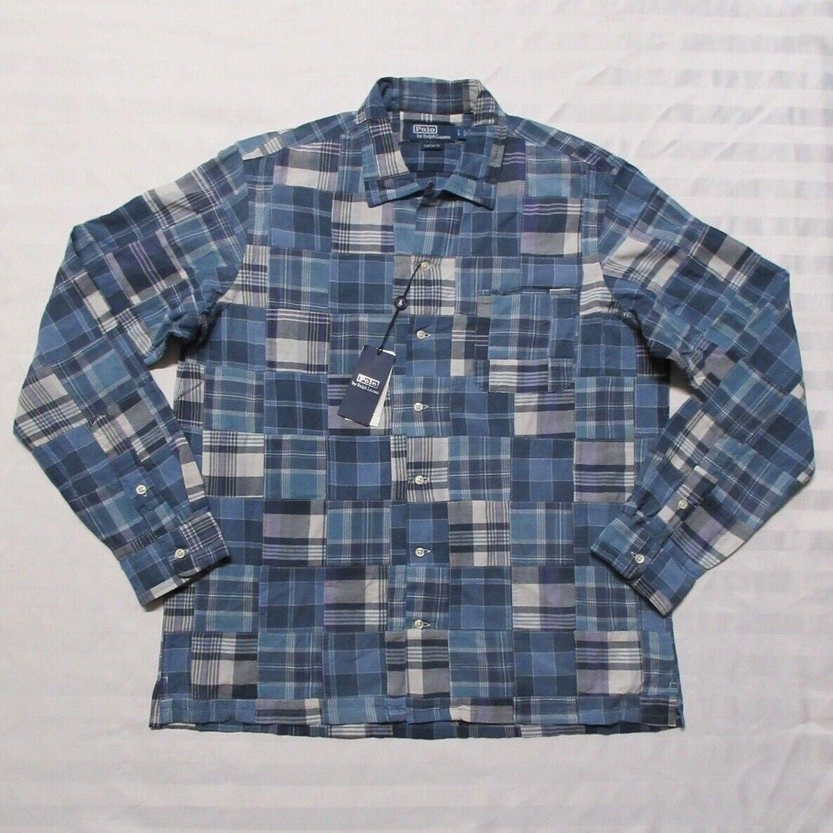 Polo Ralph Lauren Mens Classic fit Long Sleeve Button-Up Shirt Small Blue Plaid