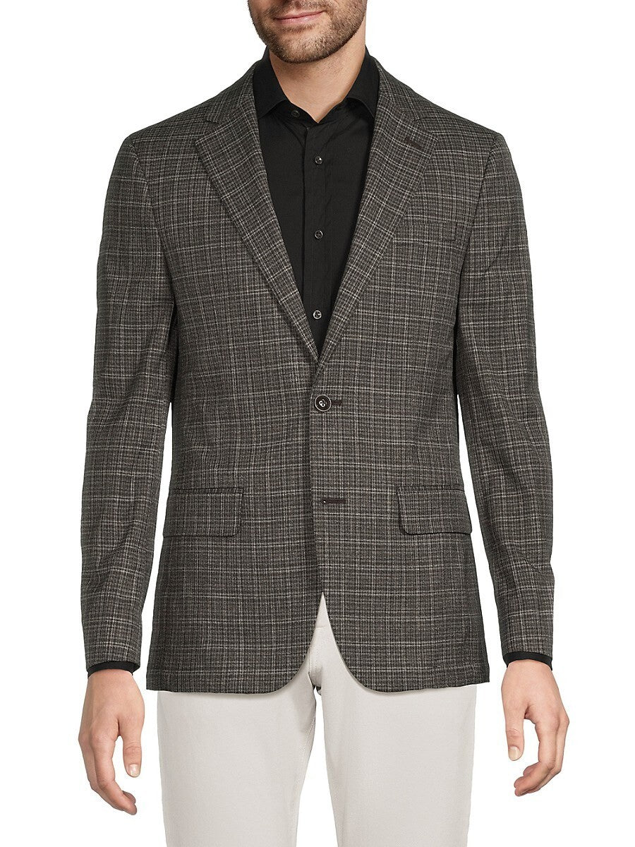 Original Penguin Mens Slim fit Sport Coat Blazer 40 R Brown Plaid Stretch
