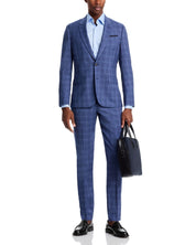 Paul Smith Mens Extra-Slim fit 2 Piece Suit 44 R / 38 Waist Blue Plaid Stretch
