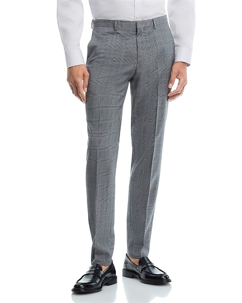 Hugo Boss Mens Extra Slim fit Dress Pants 38 / 32 Charcoal Grey Plaid Stretch