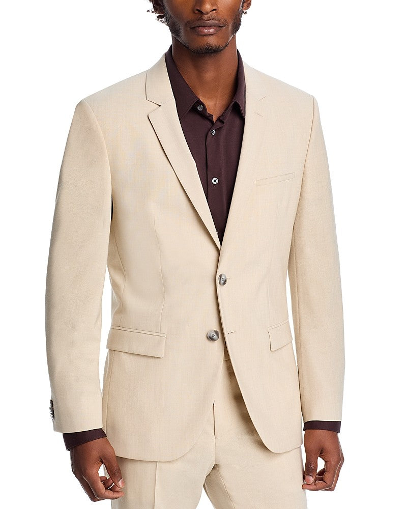 Hugo Boss Mens Extra-Slim fit Suit Jacket Blazer 42 R Tan Beige Solid Stretch