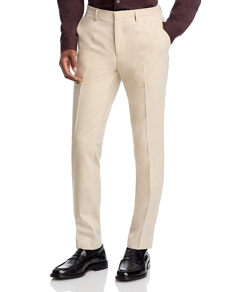 Hugo Boss Mens Slim fit Dress Pants Size 38 Wool Tan Beige Solid Stretch
