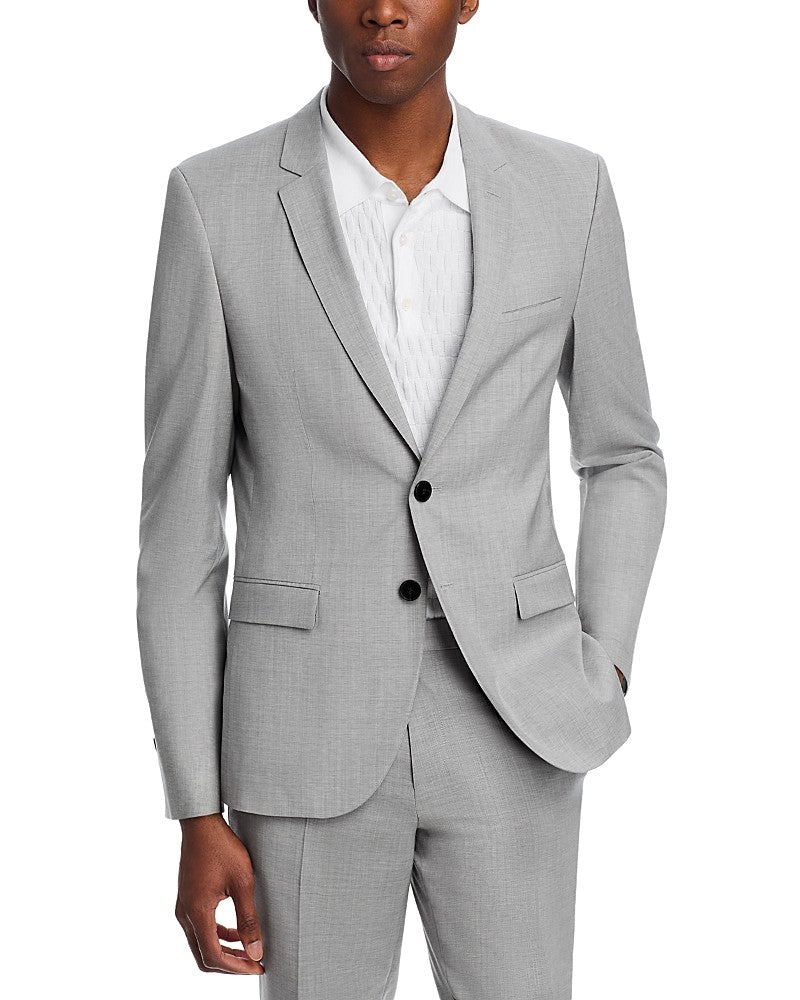 Hugo Boss Mens Extra-Slim fit Suit Jacket Blazer 42 R Grey Solid Stretch