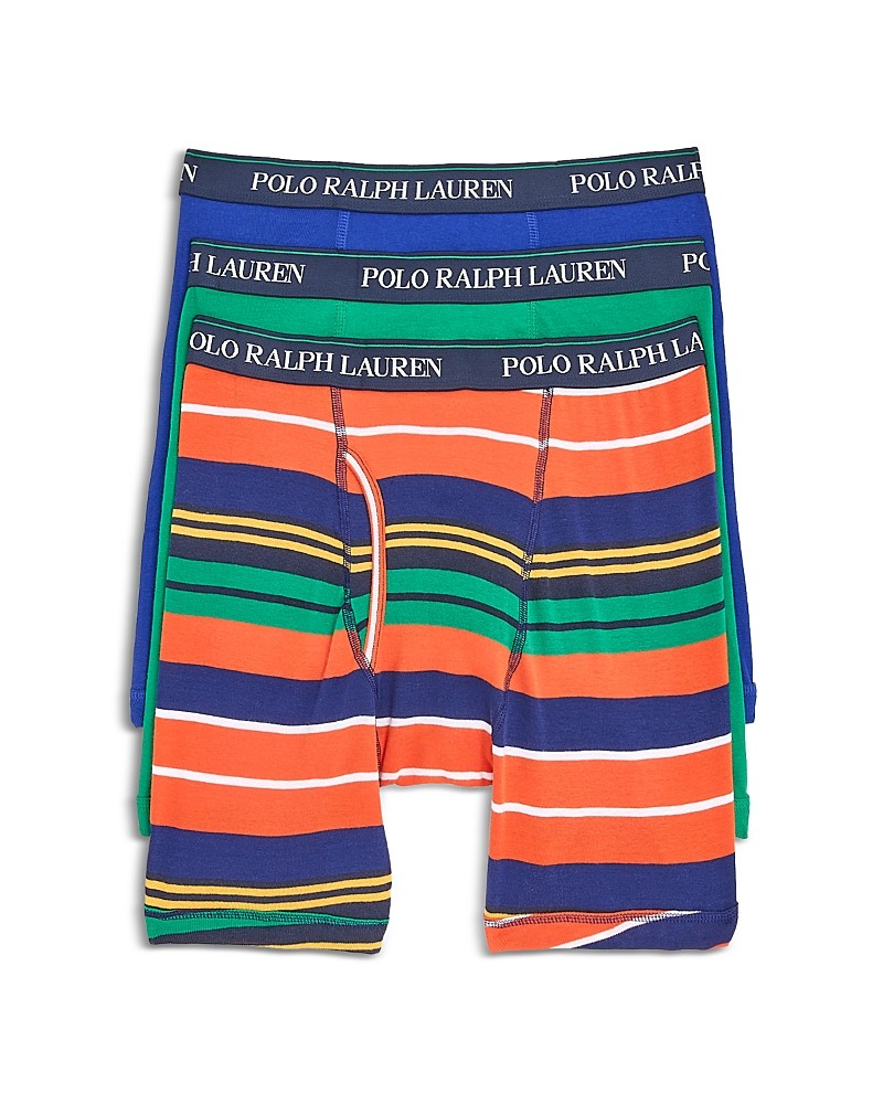 Polo Ralph Lauren Mens 3 Pack Boxer Brief Underwear Orange Blue Multi Medium
