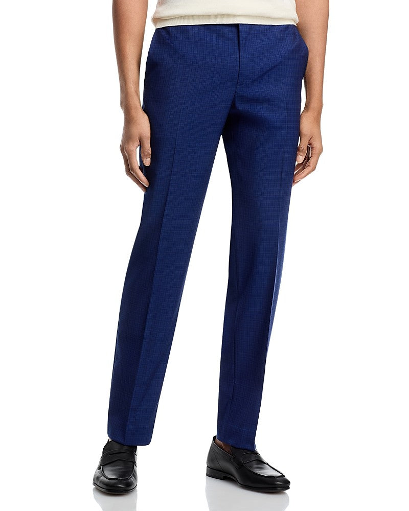 Theory Mens Slim fit Dress Pants 33 / 28 Navy Blue Plaid Stretch