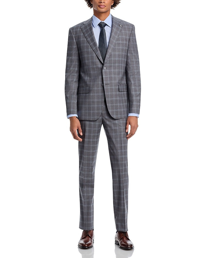 Hart Schaffner Marx New York Plaid Regular Fit Suit 44 R / 38W Grey Plaid