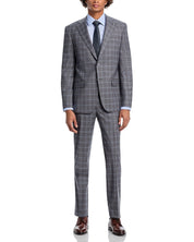 Hart Schaffner Marx New York Plaid Regular Fit Suit 44 R / 38W Grey Plaid