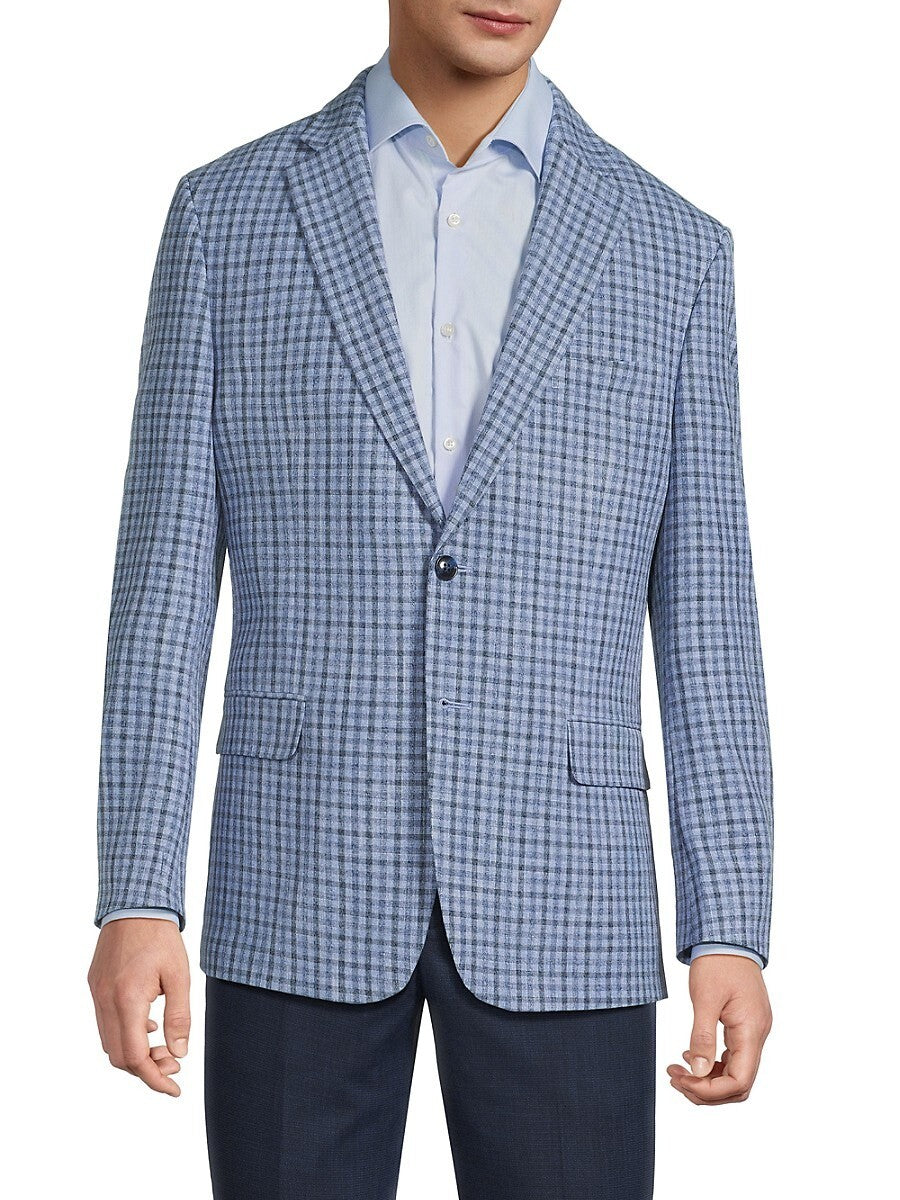 Tommy Hilfiger Mens Modern fit Sport Coat Blazer 40 R Blue Grey Plaid