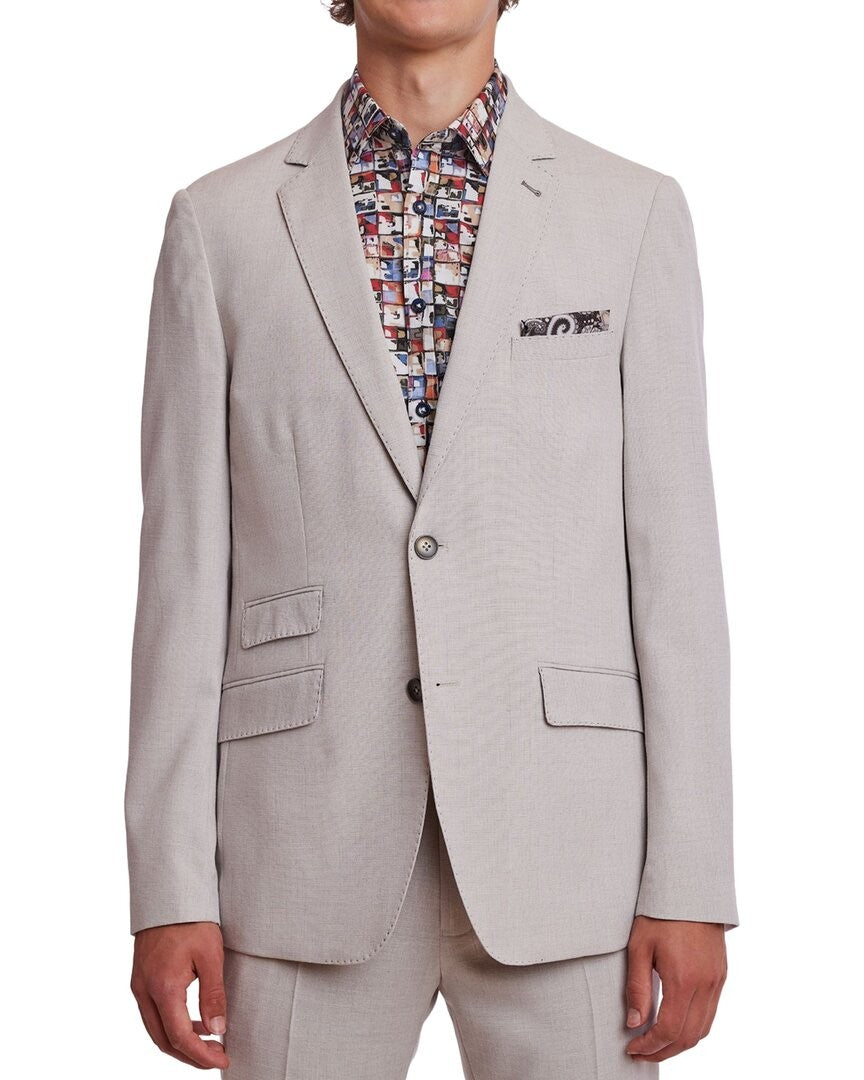 Paisley & Gray Mens Slim fit Suit Jacket Blazer 40 R Beige Solid