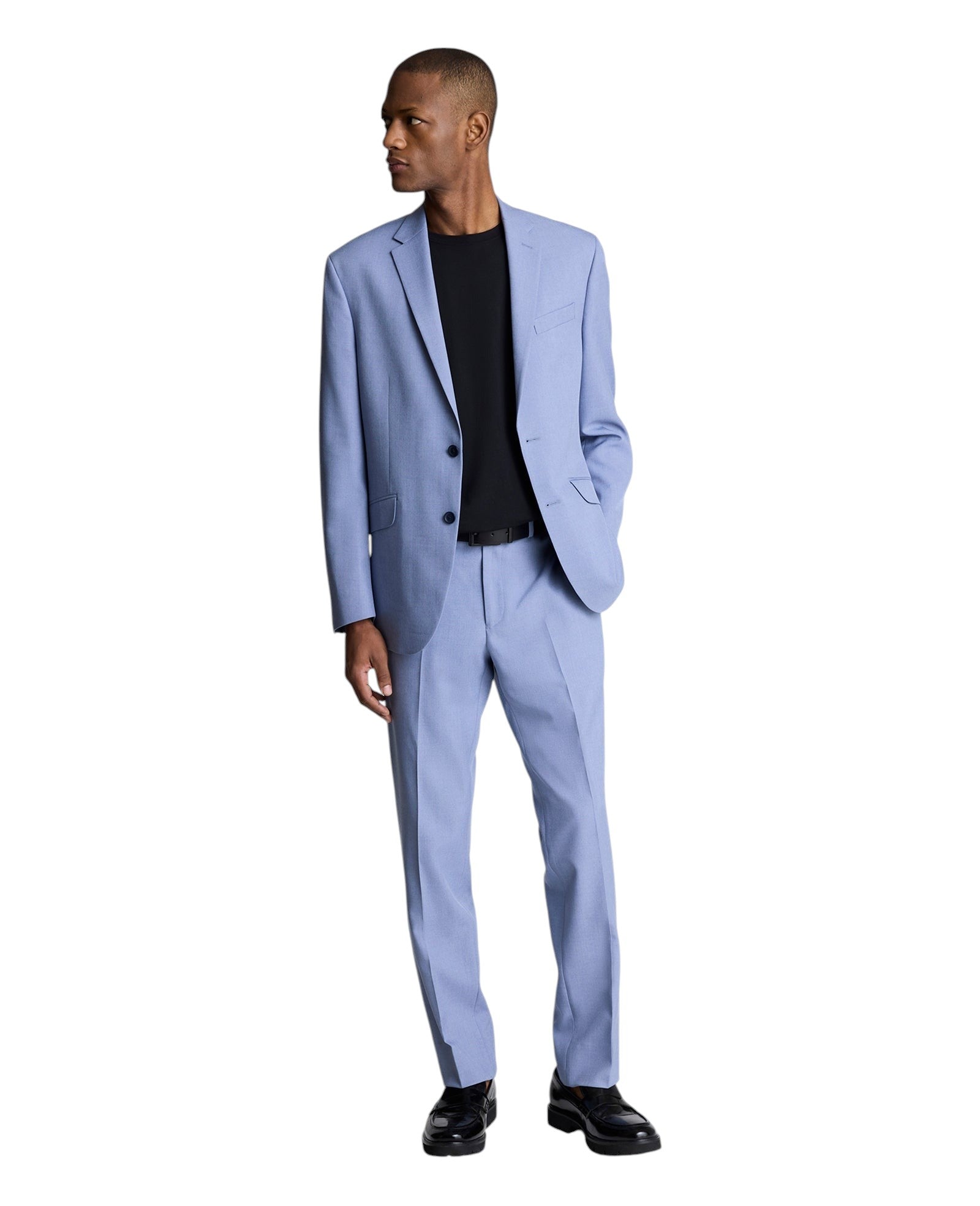 Kenneth Cole Mens Slim fit 2 Piece Suit 36 R / 29 Waist Light Blue Stretch