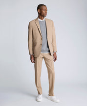 Kenneth Cole Mens Slim fit 2 Piece Suit 40 L / 33 Waist Tan Beige Solid Stretch