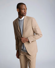 Kenneth Cole Mens Slim fit 2 Piece Suit 48 L Pants 42 / 32 Tan Solid