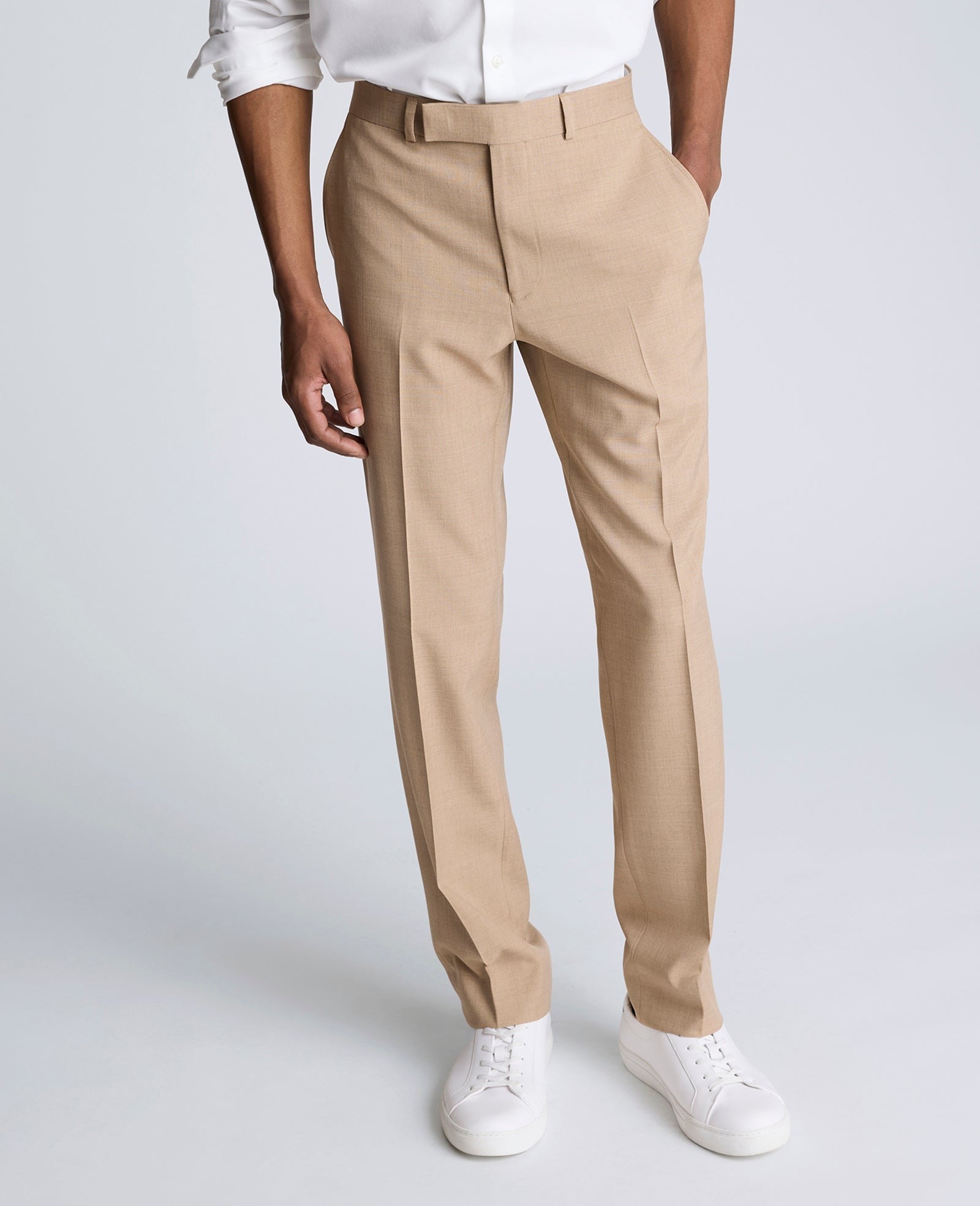 Kenneth Cole Mens Slim fit 2 Piece Suit 48 L Pants 42 / 32 Tan Solid