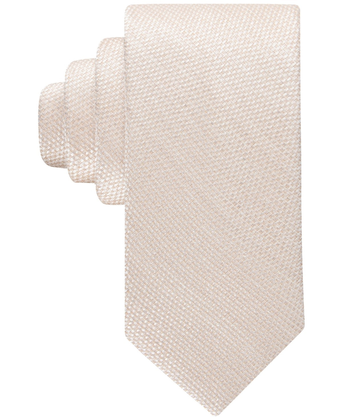Tommy Hilfiger Mens Calexico Solid Textured Neck Tie White Cream