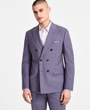 Bar Iii Mens Slim fit Double Breasted Suit Jacket Blazer 38 L Purple Solid