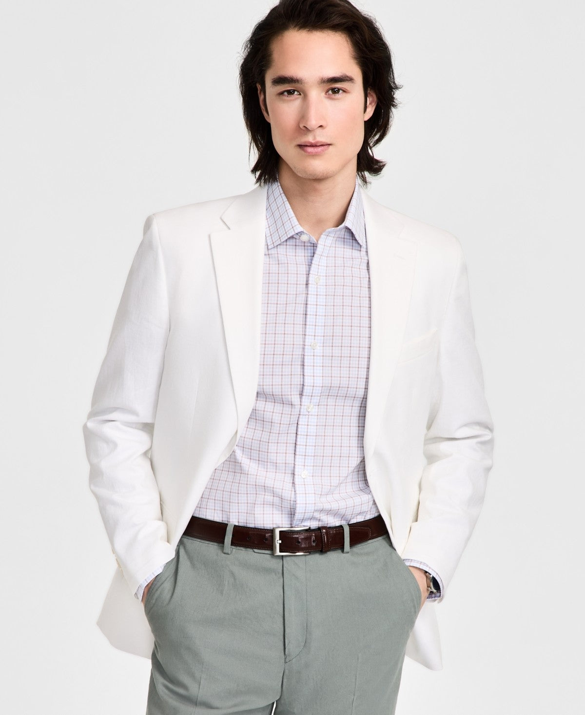 Tommy Hilfiger Mens Modern fit Linen Cotton Sport Coat Blazer 40 R White Solid