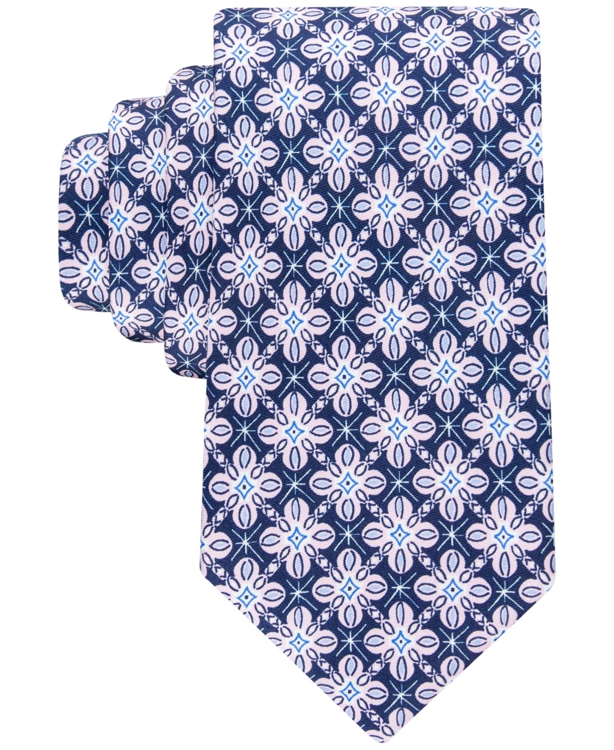 Tommy Hilfiger Mens Dana Floral Neck Tie Light Pink Navy Blue