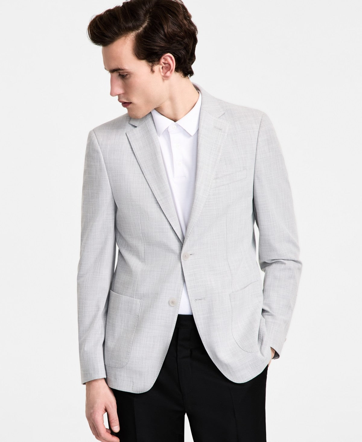 Calvin Klein Mens Slim fit Sport Coat Blazer 42 L Light Grey Solid