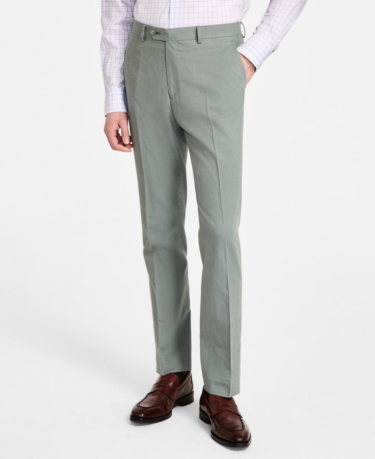 Tommy Hilfiger Mens Modern fit Linen Dress Pants 48 / 30 Sage Green Solid