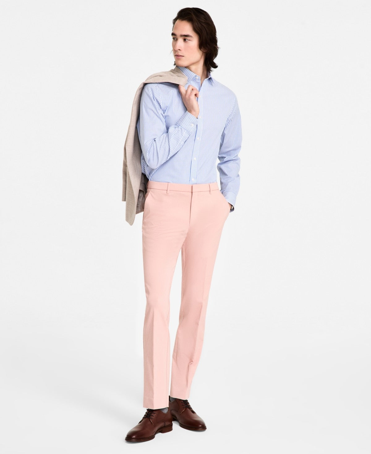 Tommy Hilfiger Mens Modern fit Dress Pants 36 / 30 Coral Pink Solid Stretch