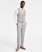 Calvin Klein Mens Slim fit Button-Up Vest Small Light Grey Solid Stretch Wool