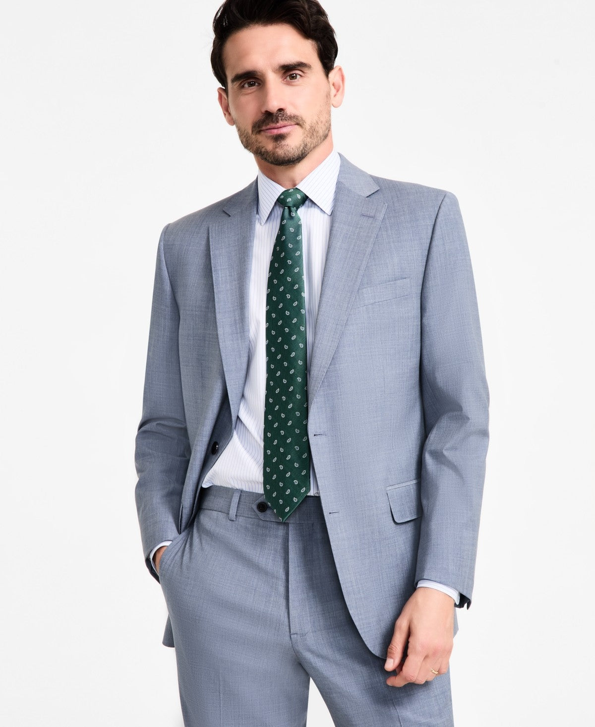 Brooks Brothers Mens  fit Sport Coat Blazer 48 R Light Blue Solid Stretch Wool