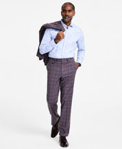 Tayion Mens Regular fit Dress Pants 40 / 32 Purple Plaid
