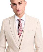 Bar III Mens Slim fit Linen Cotton Suit Jacket Blazer 44 L Tan Solid