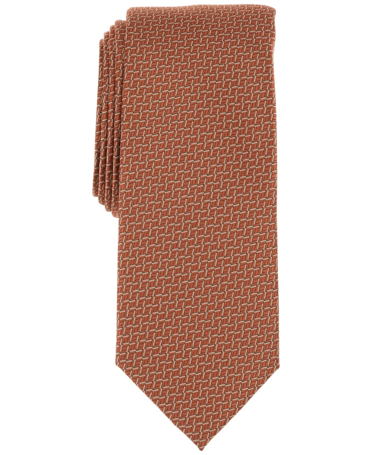 Alfani Mens Slim Tonal Solid Neck Tie Brown Cognac